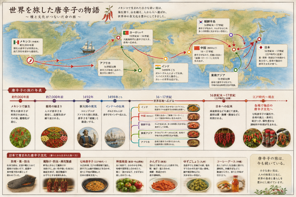 旅する野菜_唐辛子ロード_世界地図